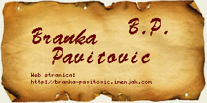 Branka Pavitović vizit kartica